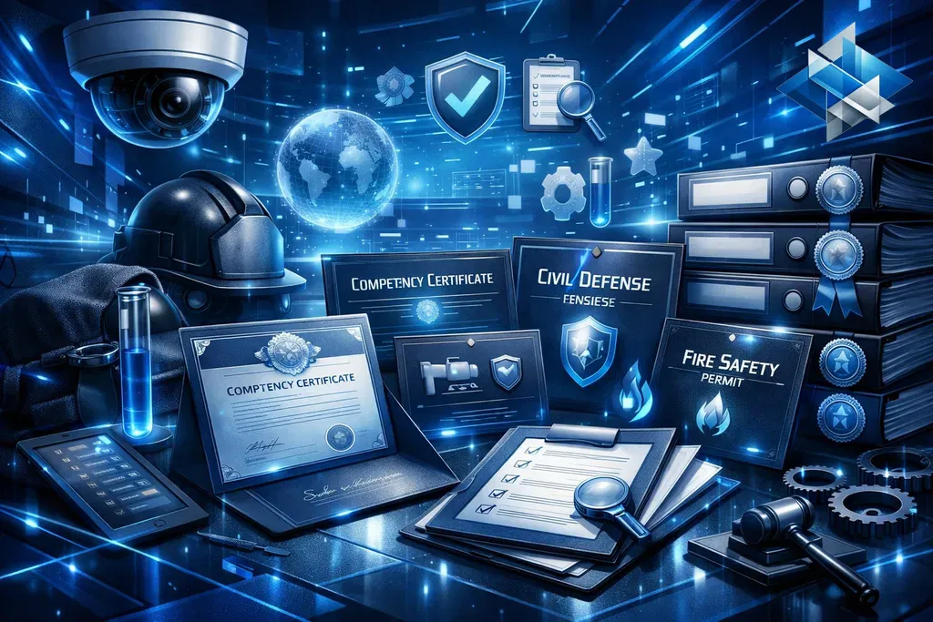 كيف تستخرج شهادة كفاءة الكاميرات وتراخيص الدفاع المدني؟ (دليل الشركات 2026)
